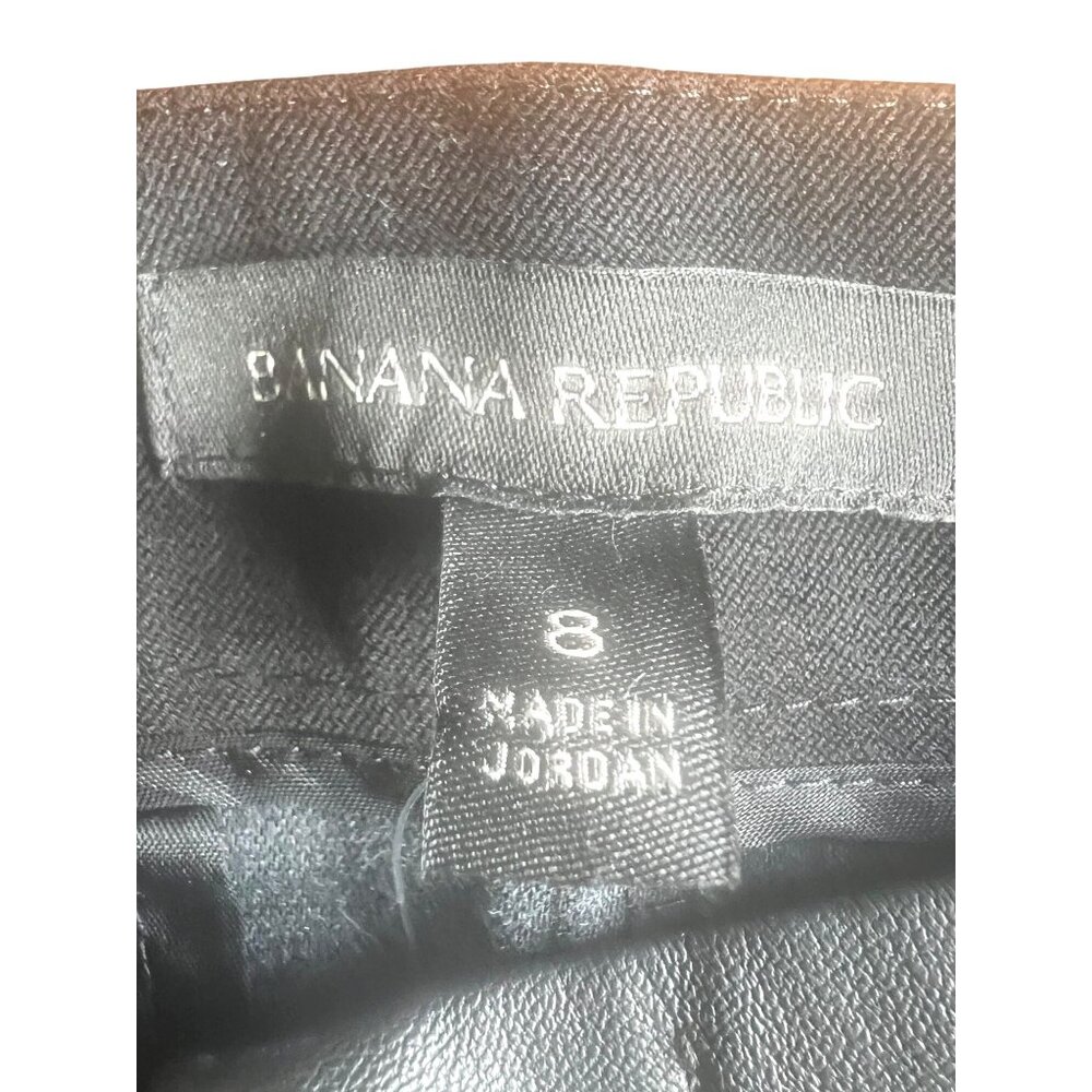 Banana Republic Womens Black Vegan Leather Tapered Leg Ankle Pants Pleated 8 - Picture 10 of 15